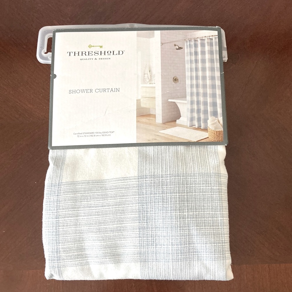 NWT Blue Plaid Shower Curtain
